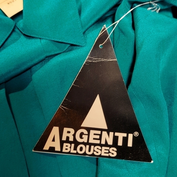 Vintage Bonwit Teller Deadstock Blouse 100% Pure Silk Argenti Green Size 14 - Picture 5 of 11